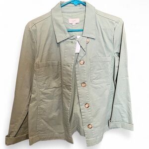 LOFT Outlet Green Utility Jacket with Pockets